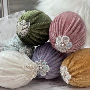 Easter Eggs, Spring Decore, Velvet Set 6 Easter Eggs, Plastic Decorated eggs